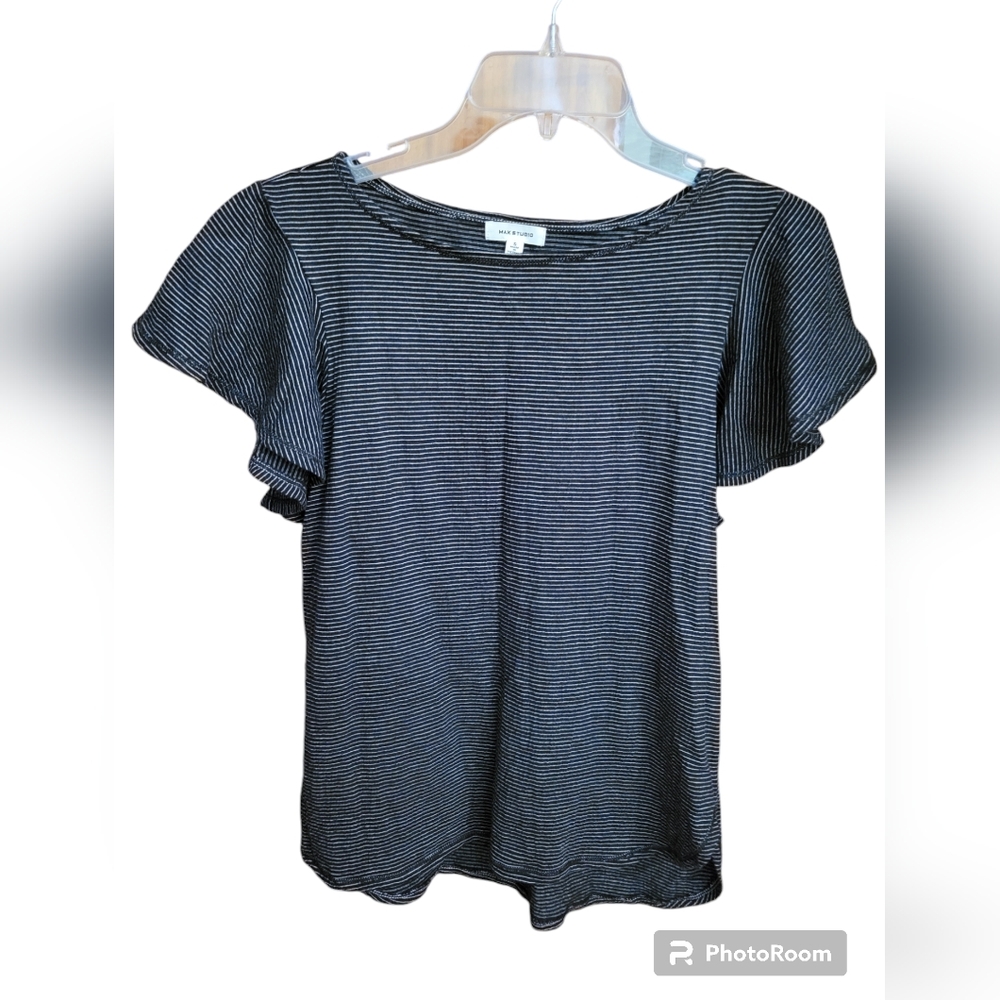 Max Studio Black & White Striped Shirt